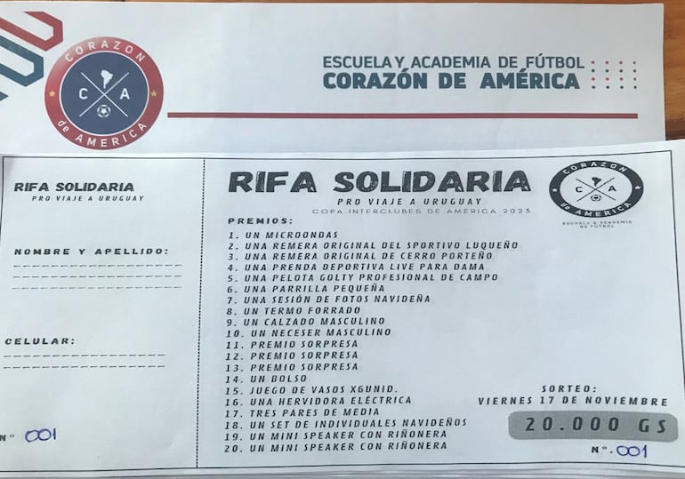 Rifa solidaria.