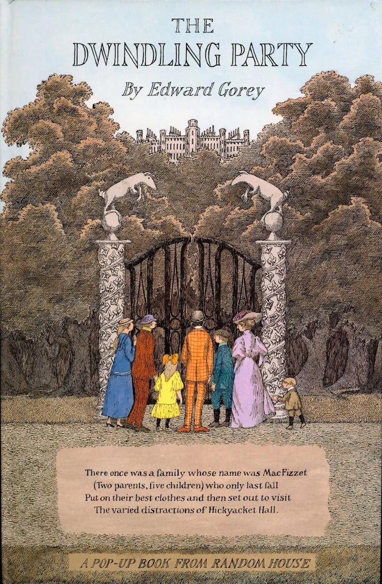 Portada dibujada por Edward Gorey para su libro The Dwindling Party (Random House, 1982).