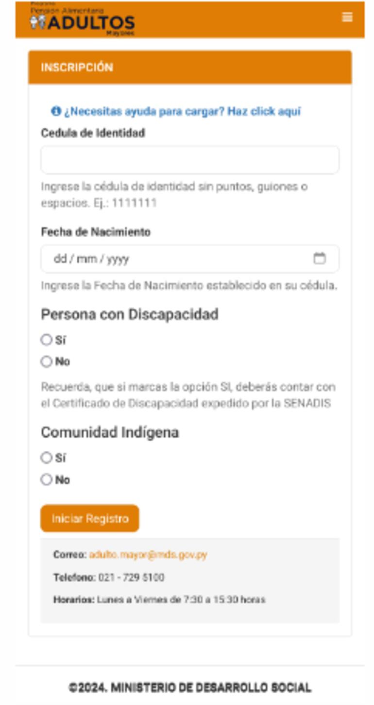 Inscripción a la pensión de Adultos Mayores (Fuente: Ministerio de Desarrollo Social).