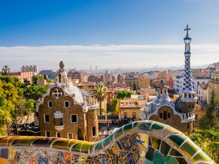 Parque Güell en Barcelona, España.