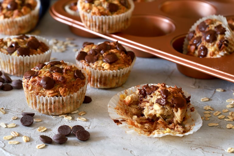 Muffins de chocolate y banana.