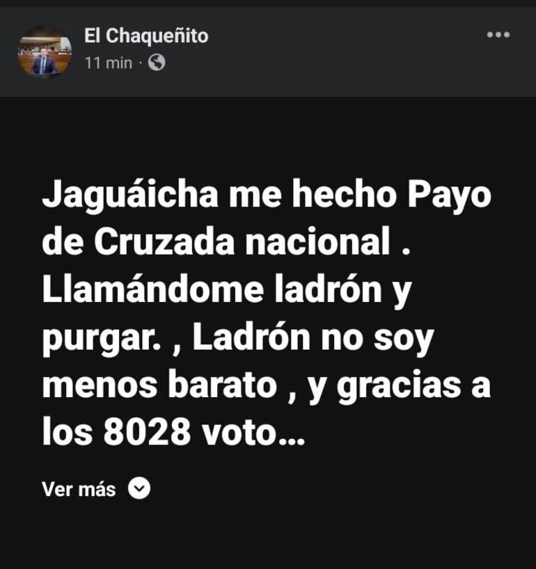 "Chaqueñito" respondió al posteo de "Payo" en el que alude que lo echaron como perro de Cruzada Nacional.