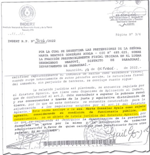 La disposición  por la cual se desestiman las pretensiones de la exviceministra.