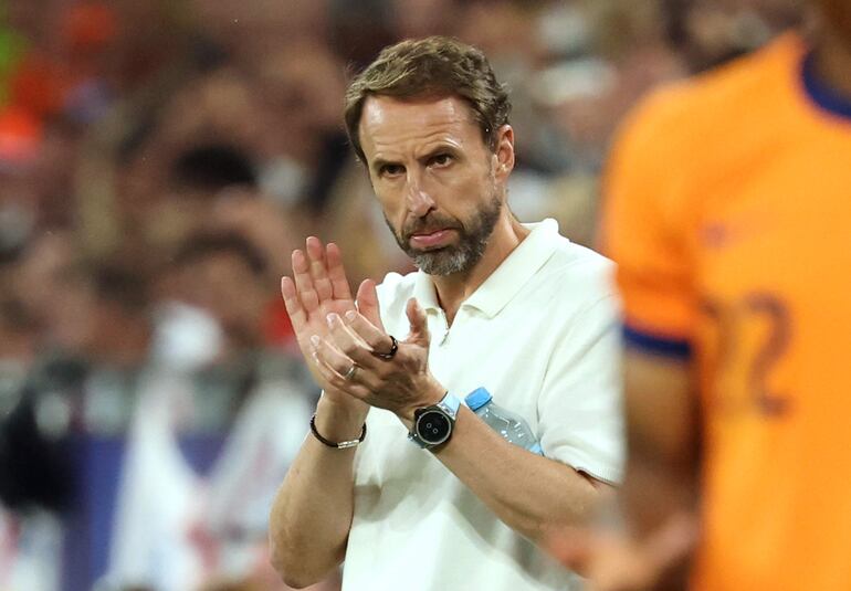 El inglés Gareth Southgate, técnico de la selección de Inglaterra, en el partido frente a Países Bajos por las semifinales de la Eurocopa 2024 en el Signal Iduna Park, en Dortmund, Alemania.