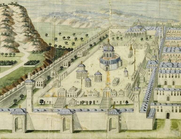 Ilustración otomana de la mezquita de Al Aqsa, siglo XVIII.