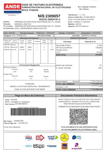 En Santaní Essap, adeuda mas de G 600 millones a la Ande y podría dejar sin agua a toda la población