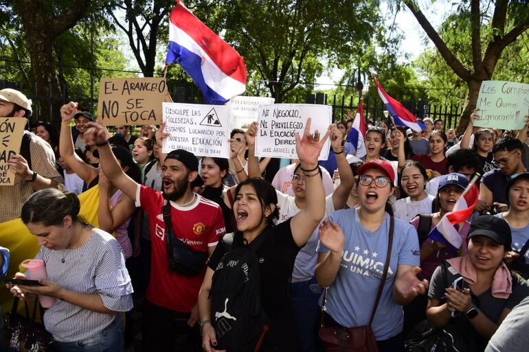 Los jóvenes advirtieron que si la ley Hambre cero se aprueba hoy, seguirán en paro, pues esta normativa perjudica el 7 % que les corresponde del programa Fonacide.