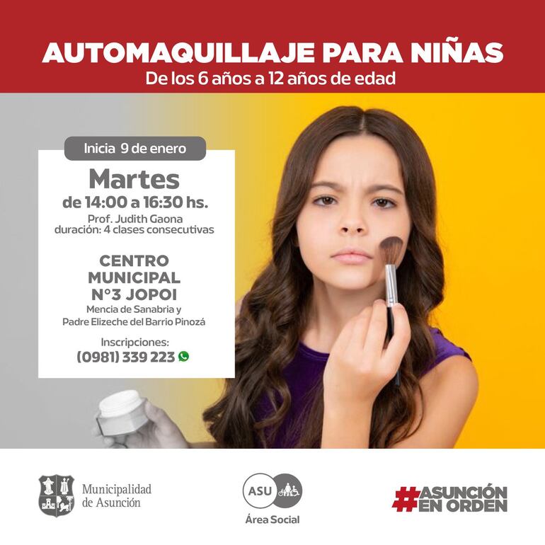 El curso de automaquillaje para niñas no es bien visto por la Defensoría de la Niñez y la Adolescencia.