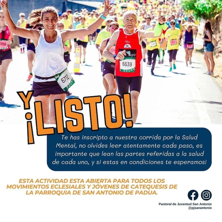 Todo listo para la corrida por la salud mental en la localidad de San Antonio.