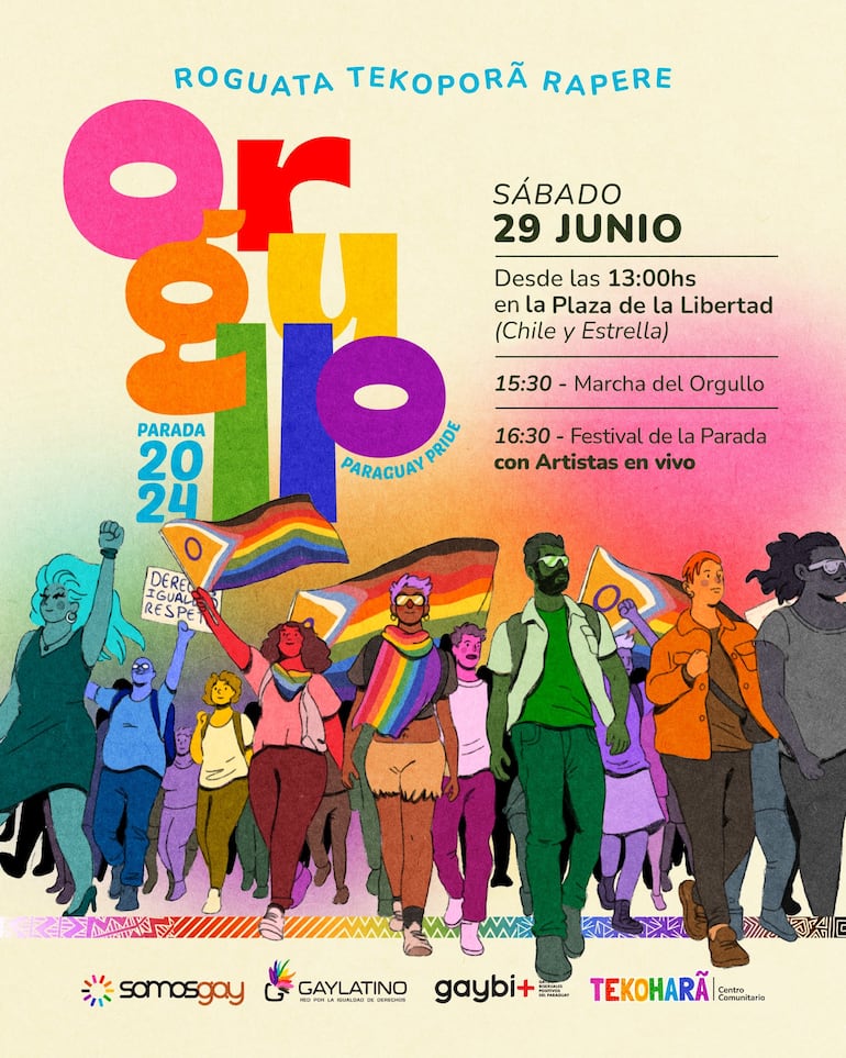 Convocatoria a la Marcha del Orgullo en Asunción para este sábado a partir de las 13 horas.