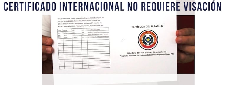 La vacuna contra la fiebre amarilla es un requisito para entrar o salir de Paraguay hacia países de riesgo.