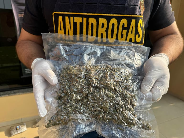 16 paquetes de marihuana “Skunk” fueron incautados por la Senad.