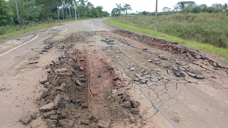 Desde el MOPC ignoran la crítica situación en que se encuentran las rutas pavimentadas de San Pedro