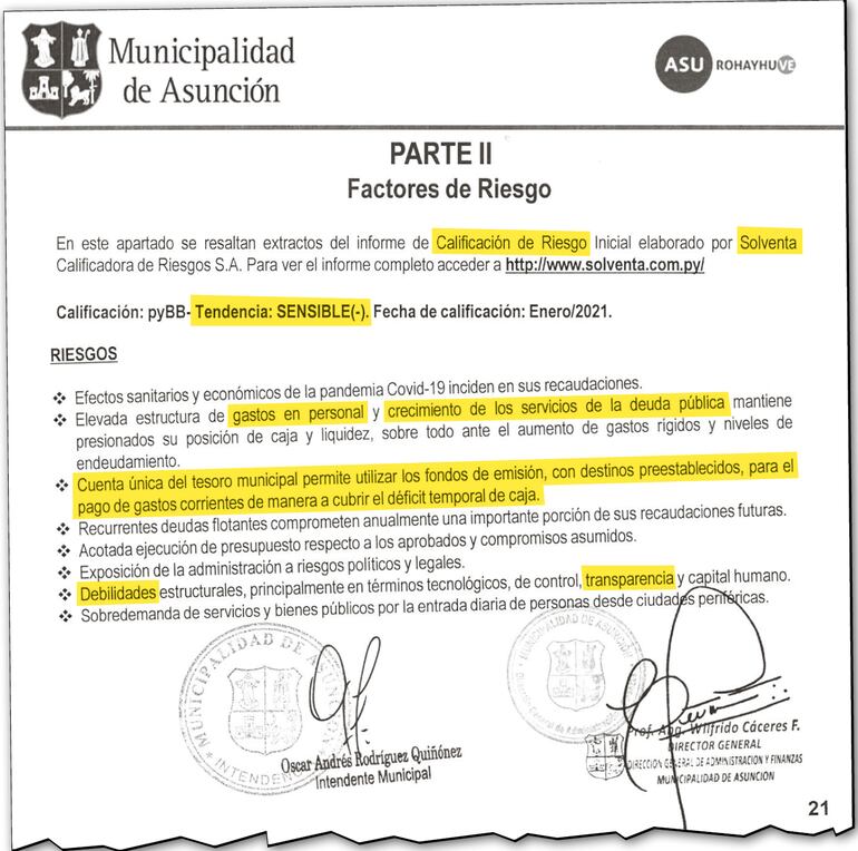 El informe de la calificadora ya advertía que el intendente fácilmente podía usar el dinero de bonos para gastos corrientes.