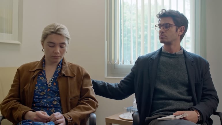 Imagen del filme "El tiempo que tenemos” con Florence Pugh y Andrew Garfield.