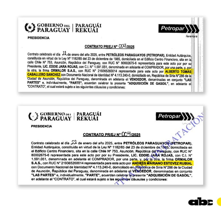 Petropar firmó dos contratos con diferentes representantes para una misma compra de gasoil. 