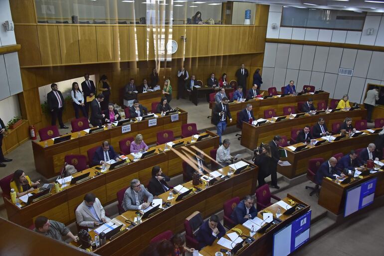 Sesión de la Cámara de Senadores en el congreso.