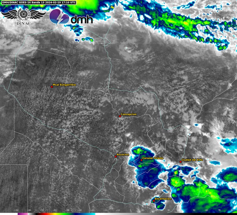 Núcleos de tormenta sobre el territorio nacional.