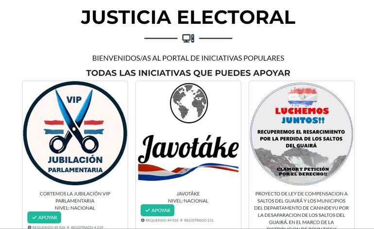 Sección en la página del TSJE para sumarse a la iniciativa popular.