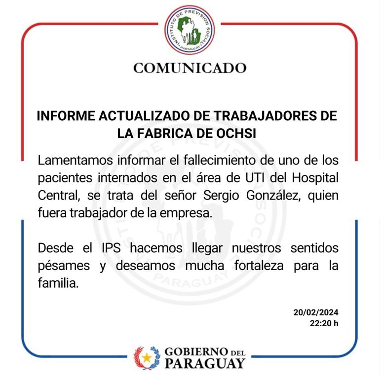 Comunicado de IPS.