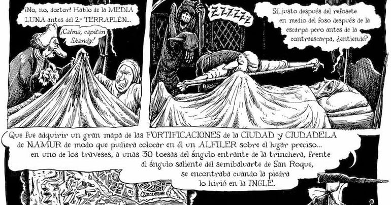 Viñetas de la novela de Sterne llavada al cómic por Rowson