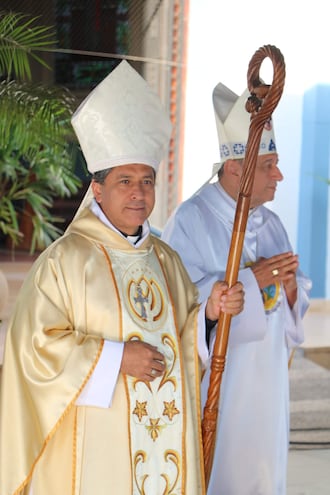 El obispo de Concepción, monseñor Miguel Ángel Cabello, presidió hoy la misa en Caacupé.