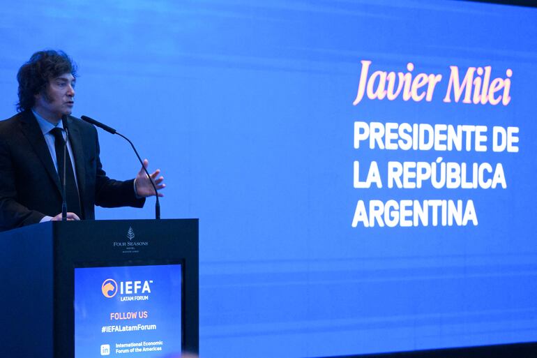 Presidente de Argentina, Javier Milei, en el International Economic Forum of the Americas (IEFA) en Buenos Aires.