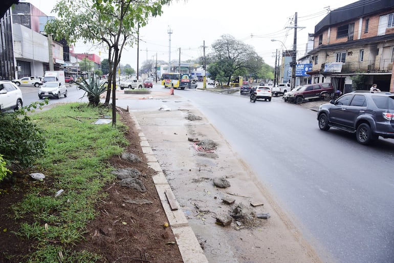 Zona de obras donde iniciará el corte de la avenida Eusebio Ayala esquina Boggiani.