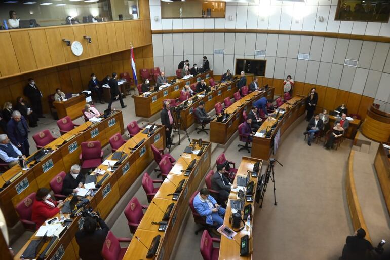 Aspecto de unas de las sesiones ordinarias en la Cámara de Senadores.