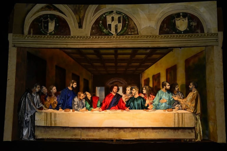 Representación de "La última cena", de Leonardo Da Vinci; en el Teatro El Molino de San Ignacio en el año 2016.