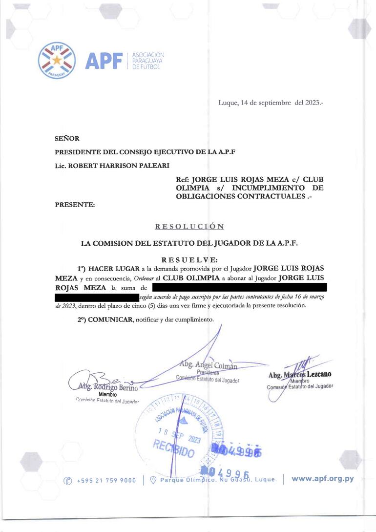 Documento, APF.