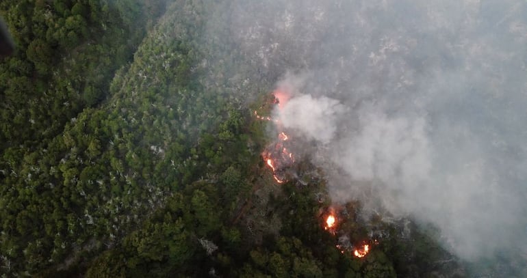 A casi tres semanas del inicio del incendio en el Parque Nacional Nahuel Huapi, el fuego no da tregua y las condiciones climáticas complican el trabajo de los brigadistas.