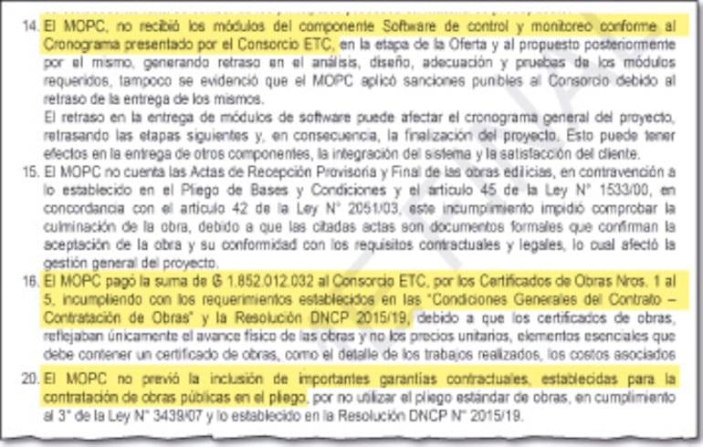 Parte del informe de la Contraloría realizada a la  licitación pública del billetaje electrónico, cuyas fallas detectadas se traducen en reguladas y sufrimiento de pasajeros.