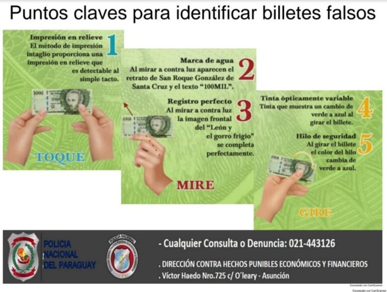 billetes falsos policía