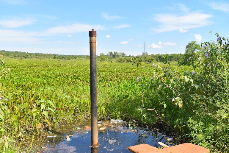 Naciente de agua potable donde los lugareños del barrio Estación se surten del vital líquido. 