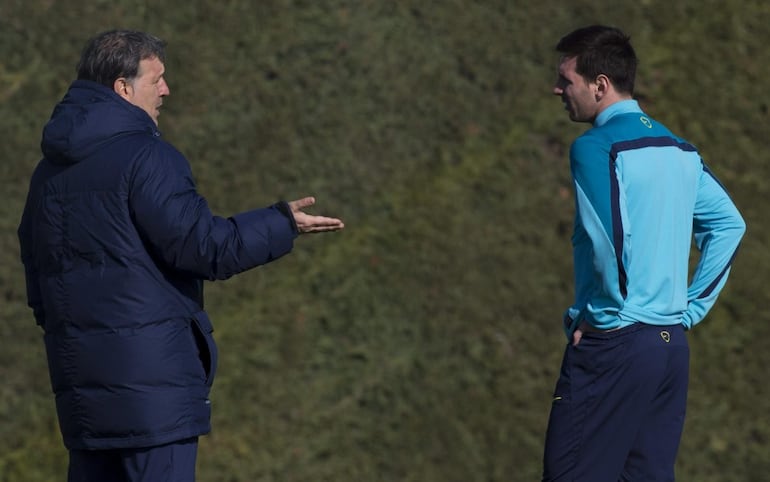 Gerardo Martino y Leo Messi, en Barcelona. 