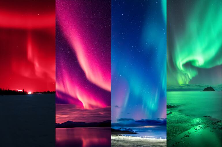 Rojo, púrpura, azul y verde, los colores de las auroras. ¿Qué los causan?