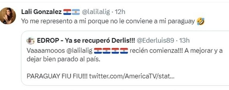 Simpático tuit de Lali González. (Twitter)