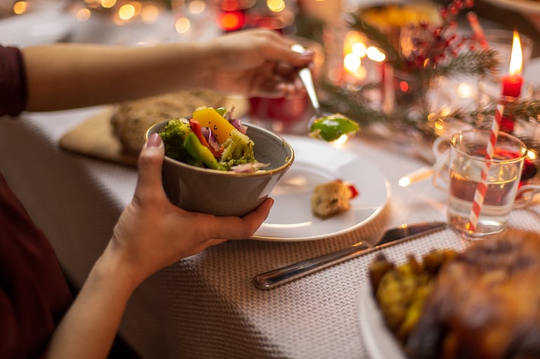 Opciones vegetarianas en la cena de Navidad.