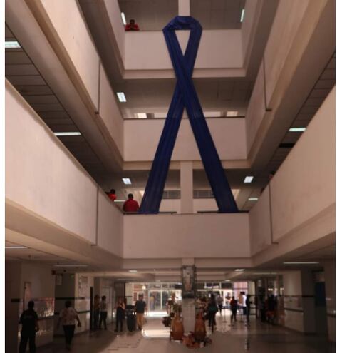 Instalan lazo azul en el Hospital de Clínicas dentro del marco de la campaña "Noviembre Azul".