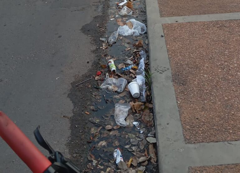 Uno se coloca al costado de la calle para andar en bicicleta pero la basura dificulta esto.