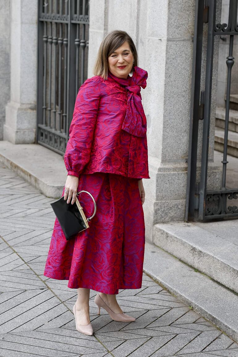 La concejal del Ayuntamiento de Madrid Marta Rivera a su llegada a la iglesia de San Francisco de Borja, en el barrio de Salamanca.