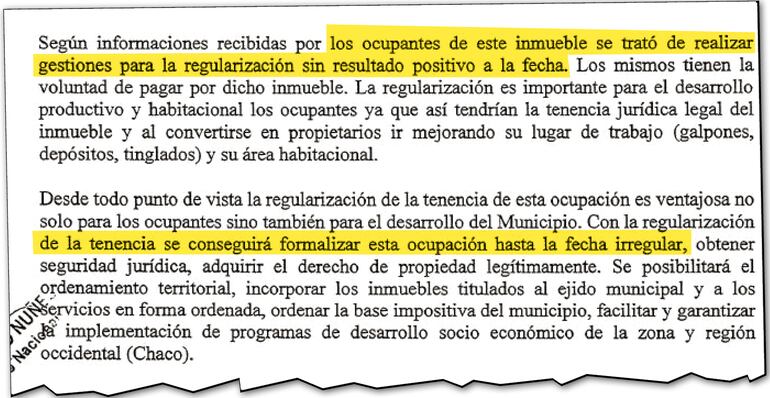 Parte de los motivos expuesto por los proyectistas para la desafectación de la fracción de 121 ha.