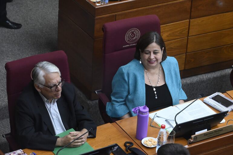 Los senadores Ignacio Iramaín y Esperanza Martinez. 