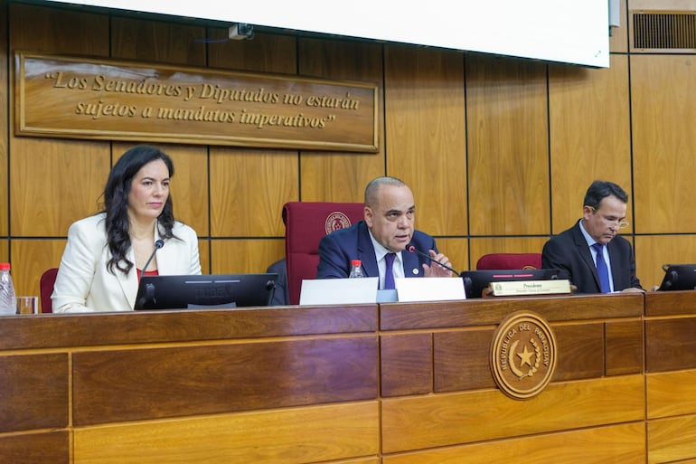 La ingeniera Claudia Centurión (izquierda) fue designada hoy por Santiago Peña como nueva consejera de Itaipú binacional, en reemplazo de la renunciante Lea Giménez.