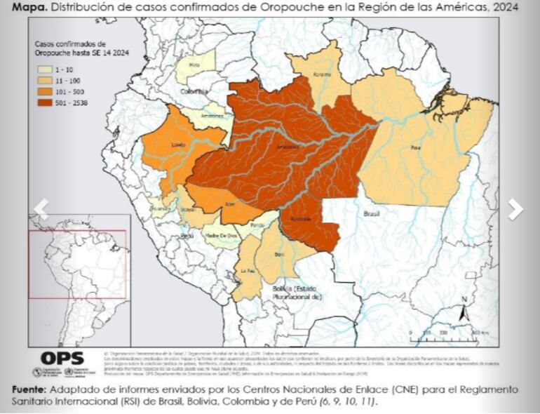 El mapa del oropouche.