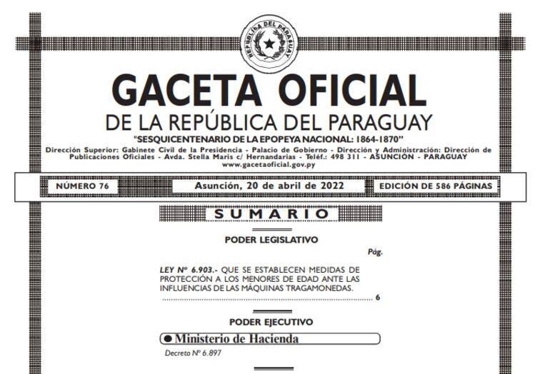 Ejecutivo promulgó la ley que prohíbe los tragamonedas en despensas, bares y otros comercios no exclusivos de juegos de azar. Los aparatos deberán ser destruídos.