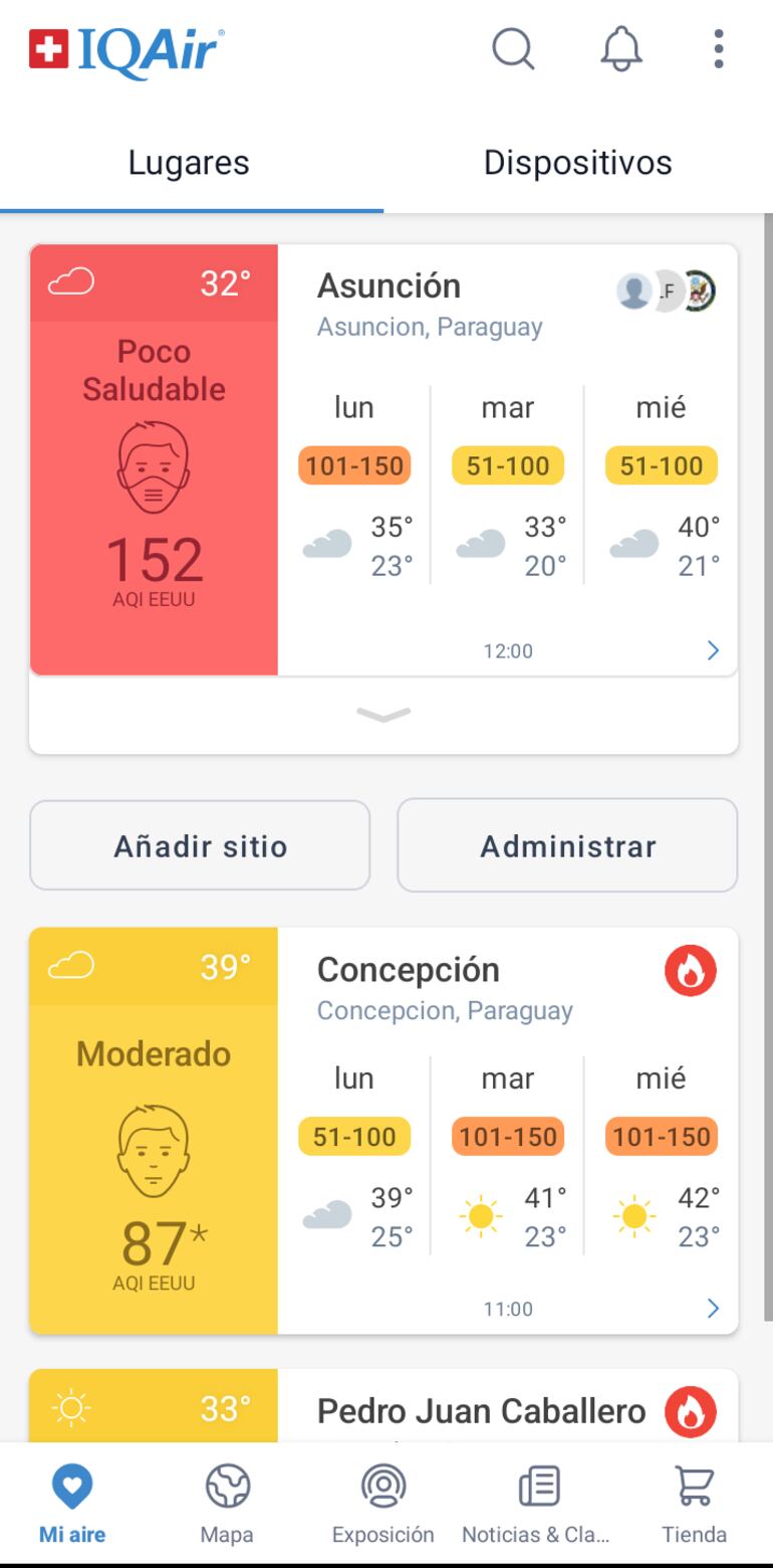 La aplicación cuenta con distintas localidades de Paraguay.