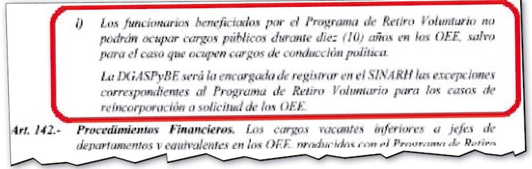 La ley establece claramente la restricción para quienes se acogieron al retiro voluntario.