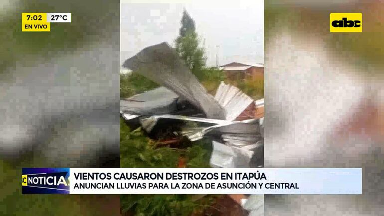 Video: Fuertes ráfagas de viento causan destrozos en Itapúa